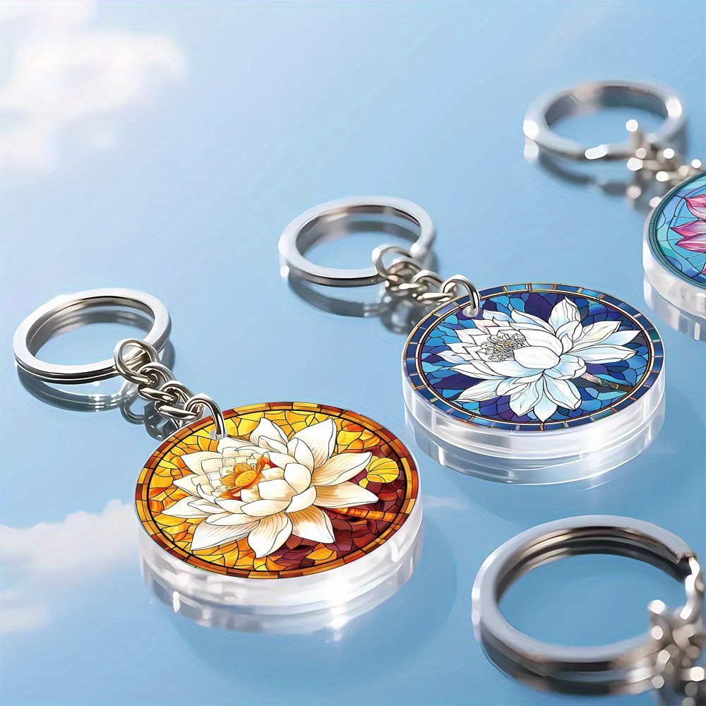 50pcs Round Acrylic Keychain Charms in 5 Colors
